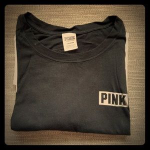 Pink, LG, long sleeve black and white.